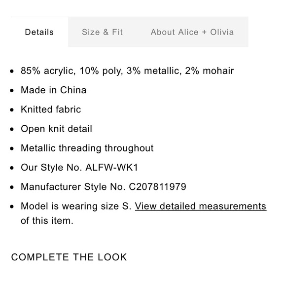 Alice + Olivia Opal Metallic Crewneck Sweater - S - Picture 14 of 15